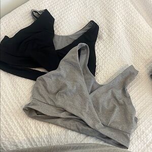 Born Primitive Black and Gray Asymmetrical Wrap Crop Top